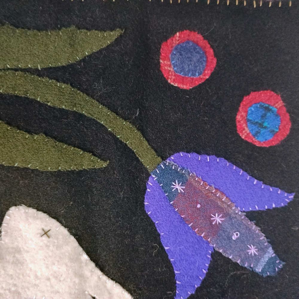 Handcrafted Wool Felt Rabbit Tapestry - Picture 2 of 6